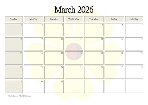 Free March 2026 Calendar Printable PDF with US Holidays