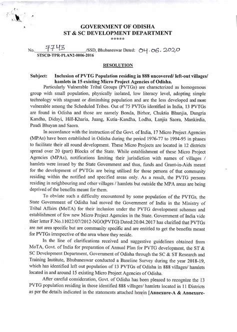 No.7743 dt. 4 - Dte micro - GOVERNMENT OF ODISHA ST & SC DEVELOPMENT ...