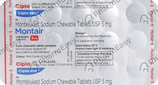 Buy Montair 5 MG Chewable Tablet (15) Online & Save Up to 24% at PharmEasy