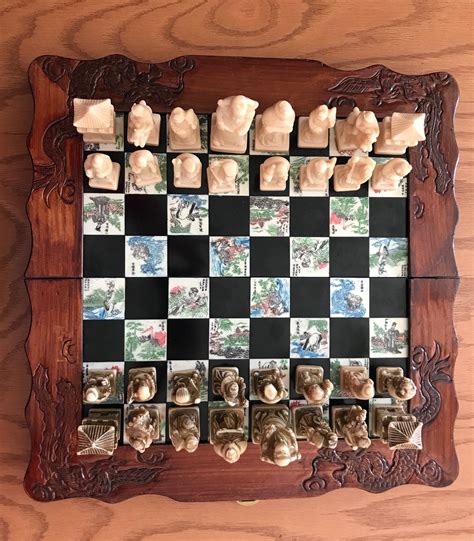 Vintage Chinese Chess Set at Aaron Stubbs blog