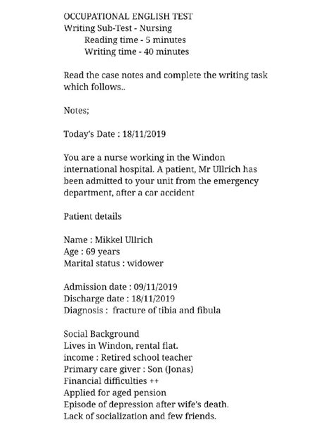 DAY 24 SW - OET PRACTICE MATERIAL - Bsc.nursing - Studocu