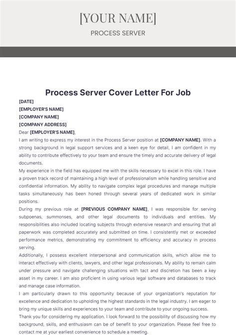 Free Process Server Cover Letter For Job Template to Edit Online