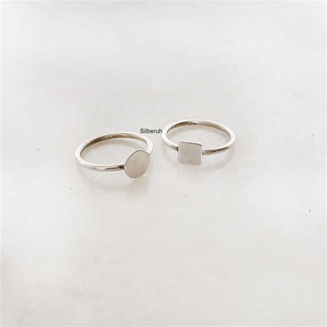 Stacking Round & Square Silver Ring – SILBERUH