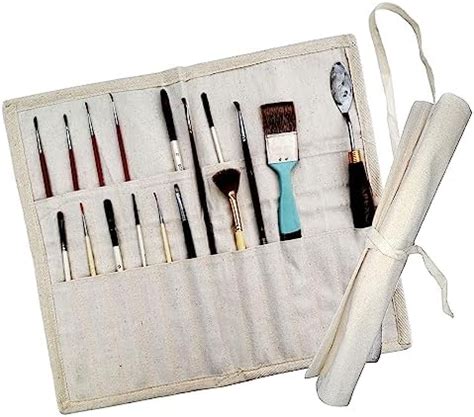 Brush Roll up case | Canvas Painting Brush Holder Bag | 26 Slots | 16 ...