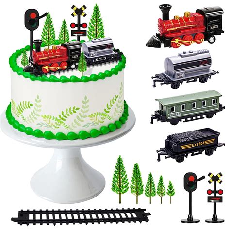 Buy MEMOVAN Train Cake Toppers 13pcs Train Cake Decorations Mini Trains ...