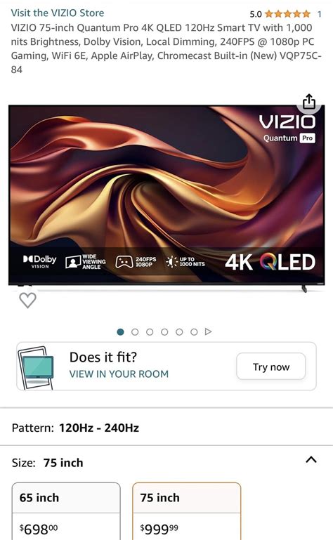 *NEW* VIZIO 75-inch Quantum Pro 4K QLED? Any opinions? : r/VIZIO_Official