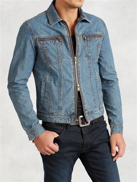 Lyst - John Varvatos Denim Zip Jacket in Blue for Men