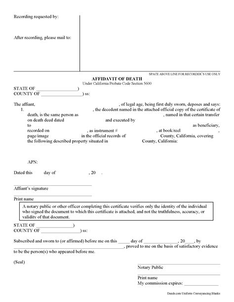 Download California Transfer On Death Affidavit Forms Filing An ...
