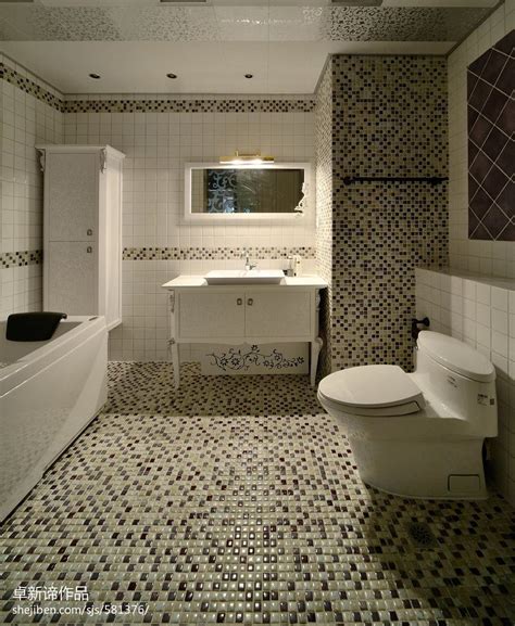 美式风格卫生间瓷砖效果图 – 设计本装修效果图