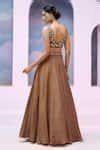 Buy Brown Organza, Satin Sequins, Mirrors Saher Embellished Blouse ...