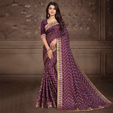 Purple Woven Vichitra Silk Saree