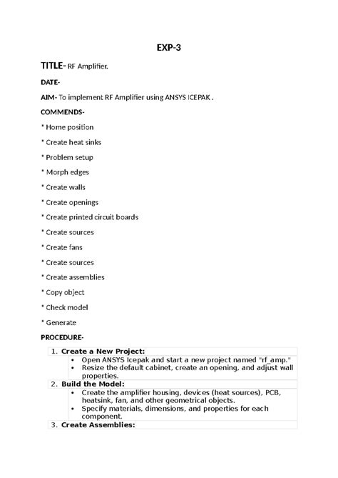 Document 1 - EXP- TITLE- RF Amplifier. DATE- AIM- To implement RF ...