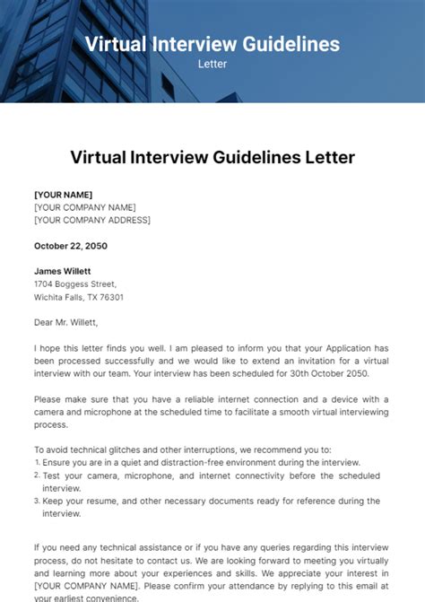 Free Virtual Interview Guidelines Letter Template to Edit Online