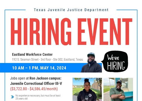 Hiring Event - TJJD Ron Jackson Campus, Brownwood TX, Eastland ...