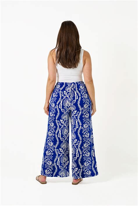 LENNY PANTS-WHOLESALE WOMEN PANTS-BLUE PRINT – BOHO AUSTRALIA