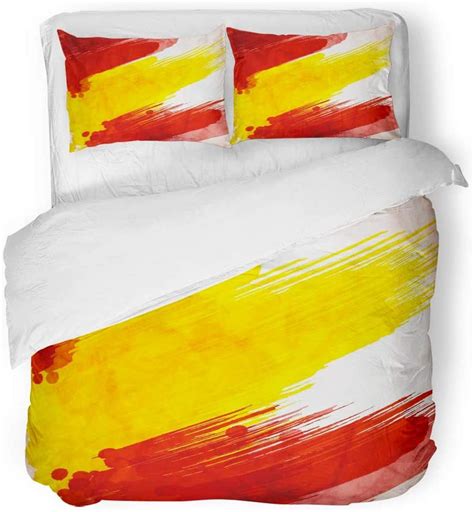 ZHANZZK 3 Piece Bedding Set Watercolor Spain Spanish Flag Made of ...