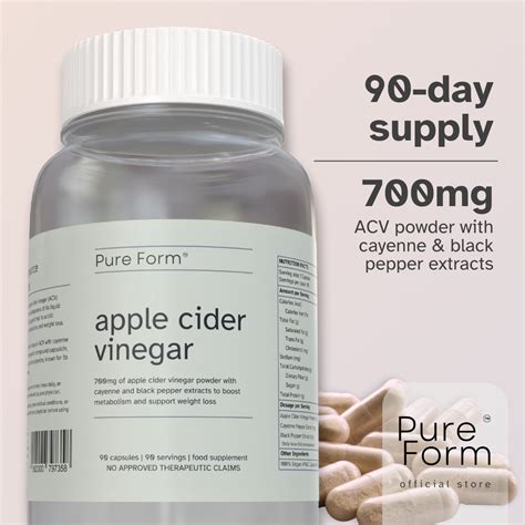 Pure Form Apple Cider Vinegar | 700mg of ACV Powder + Cayenne & Pepper