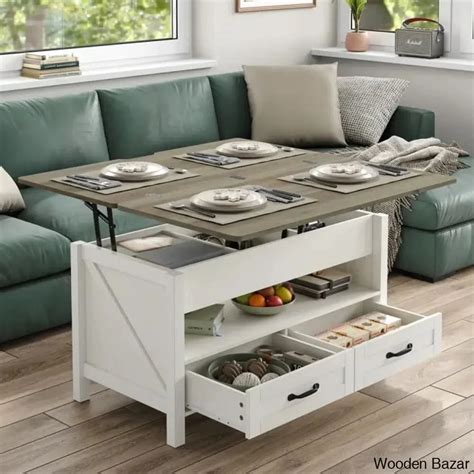 Phelagen Lift Top Coffee and center Table with Storage,4-in-1 Design C
