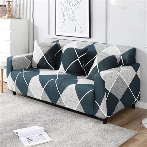 Elastic Stretchable Printed Sofa Cover, Rhombus Print – HOKIPO | Har ...