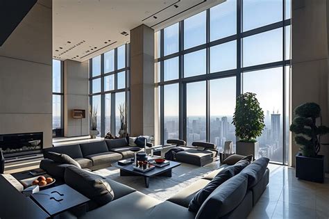 Large windows in a living room overlooking the view | Premium AI ...
