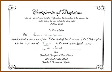 Roman Catholic Baptism Certificate Template - Sarseh.com