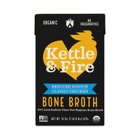 Kettle & Fire Reduced Sodium Bone Broth, Chicken | Thrive Market
