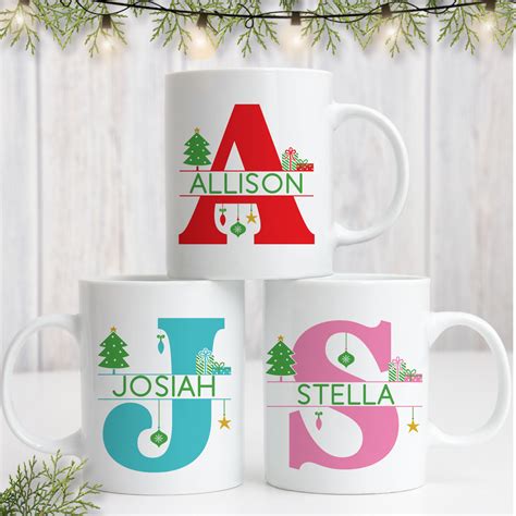 Christmas Monogram Custom Mugs