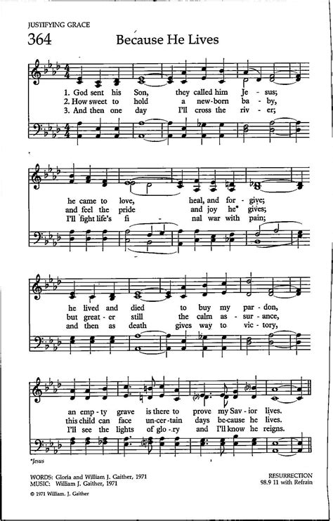 Because He Lives by Gaither 1971 Digital Hymn Sheet Music Download Key ...