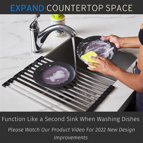 Buy Over The Sink Dish Drying Rack, 2pc Set, With Foldable Roll Up Dish ...
