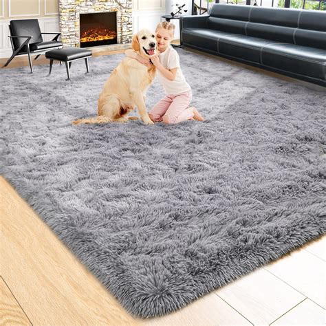 Amazon.com: Noahas Large Fluffy Grey 8x10 Area Rugs for Living Room ...