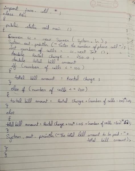 Write a program in Java to input the number of phone calls done by a ...