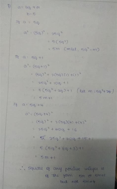 use use Euclid division Lemma to show that square of any positive ...