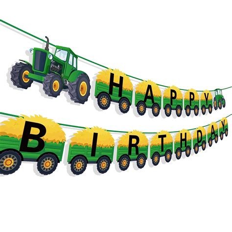 Tractor Banner Green Tractor Happy Birthday Banner Farm Green Tractor ...