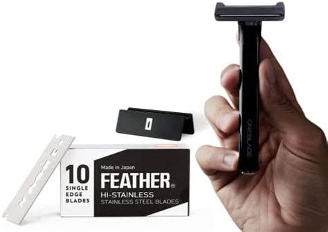OneBlade Core Single-Blade Safety Razor w/Stand +10 Feather Blades ...