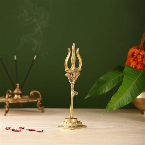 Buy Handcrafted Brass Lord Shiva Trishul with Damru - Perfect for Small ...