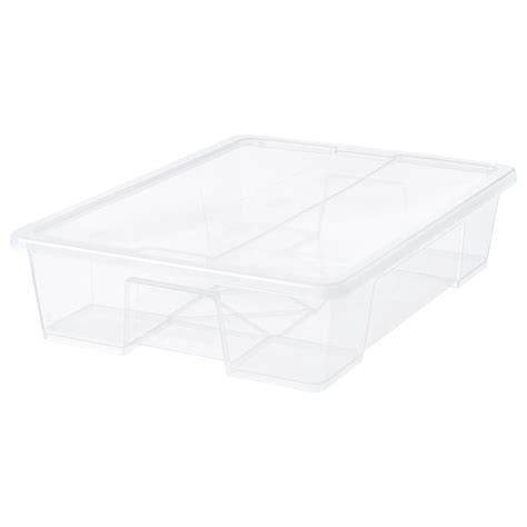 SAMLA box with lid, transparent, 79x57x18 cm/55 l (31x22 ½x7"/15 gallon ...