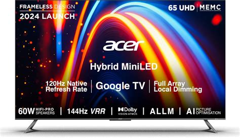 acer 164 cm (65 inches) M Series 4K Ultra HD Smart QLED Mini LED Google ...
