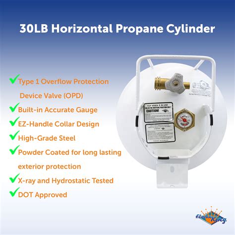 30lb Horizontal Propane Cylinder Tank With Valve and Gauge Rv Trailer ...