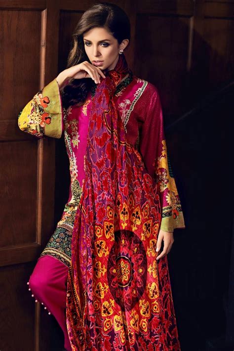 Gul Ahmed Winter 2017 – Fuchsia 3 Pc Silk Velvet VL-63 – Pakistani ...