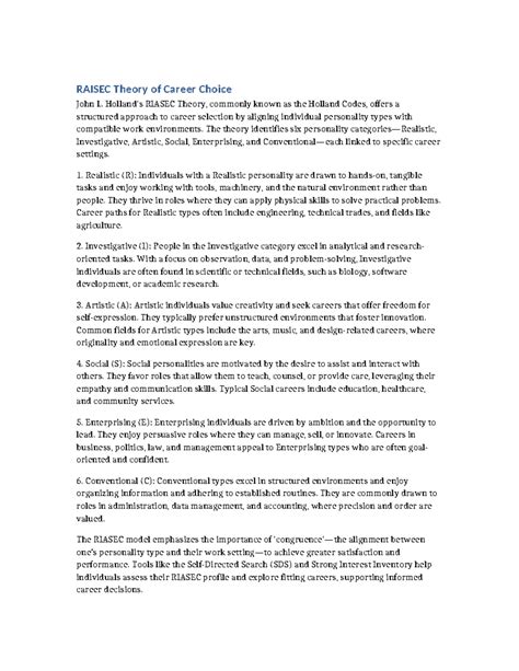 Poe ppt for unit 1 - RAISEC Theory of Career Choice John L. Holland's ...