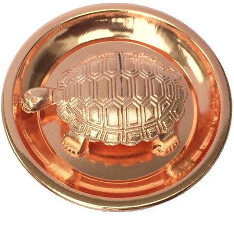 Copper Metal Feng Shui Vastu Turtle Tortoise with Plate (4-Inch ...