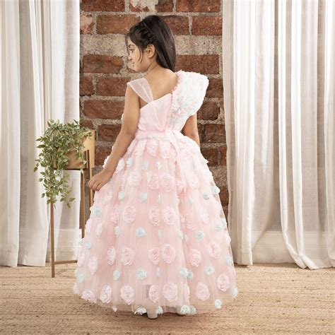 Buy Ministitch one shoulder ruffled sleeves with shimmer and 3d flower ...