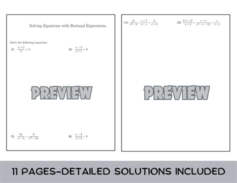 Solving Rational Equations Worksheet