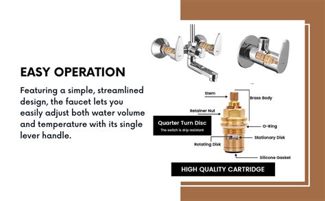 ZAP Brezza Series Combo of 2 in 1 Stainless Steel, Ceramic Wall Mixer ...