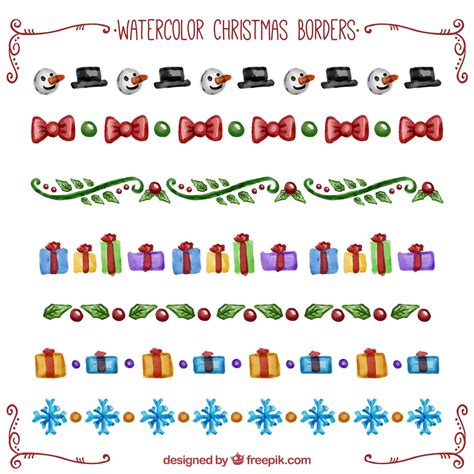 Free Vector | Watercolor christmas borders pack
