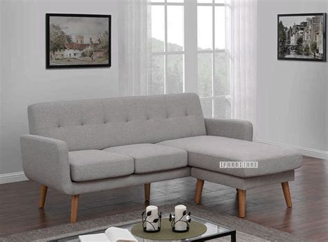 CARINE 3 Seat + Ottoman or Reversible Sectional Sofa (Light Grey)