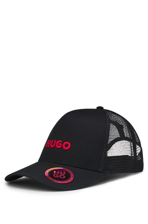 HUGO - Cotton-twill cap with mesh panels - Black
