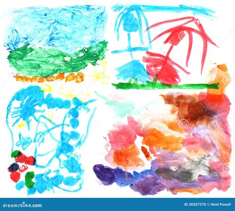 Childrenâ€™s Watercolor Paintings 2 Stock Illustration - Illustration ...