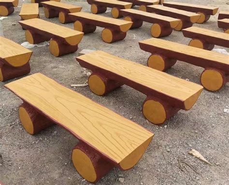 户外景区水泥仿生座椅公园仿木纹树桩长凳长椅GRC木桩休闲靠背椅-阿里巴巴