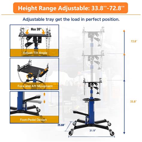 Snapklik.com : Transmission Jack Lift 1100lbs, 2-Stage Floor-Standing ...